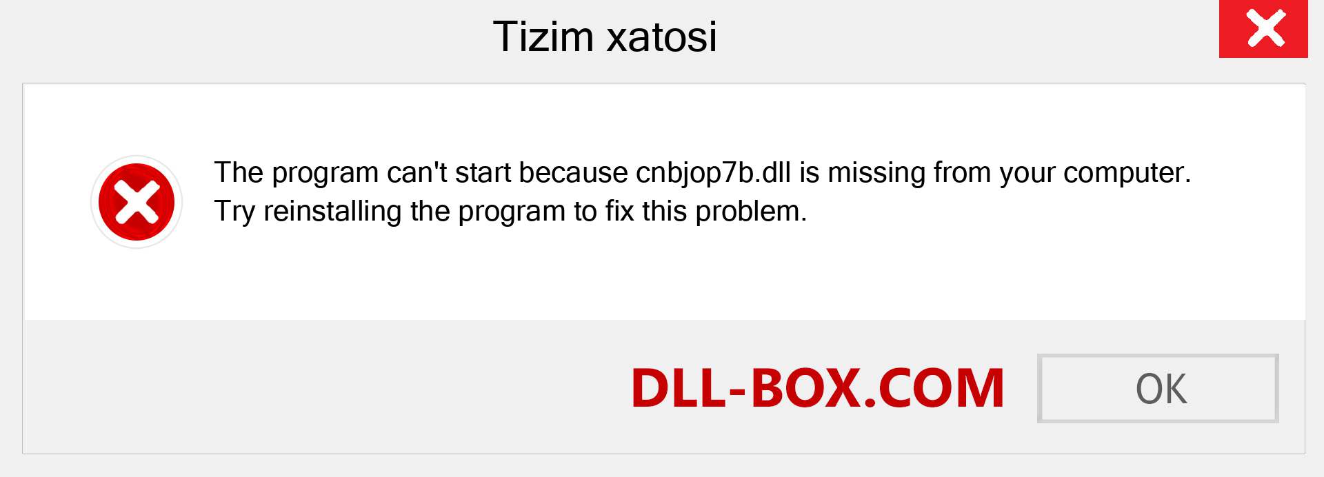 cnbjop7b.dll fayli yo'qolganmi?. Windows 7, 8, 10 uchun yuklab olish - Windowsda cnbjop7b dll etishmayotgan xatoni tuzating, rasmlar, rasmlar